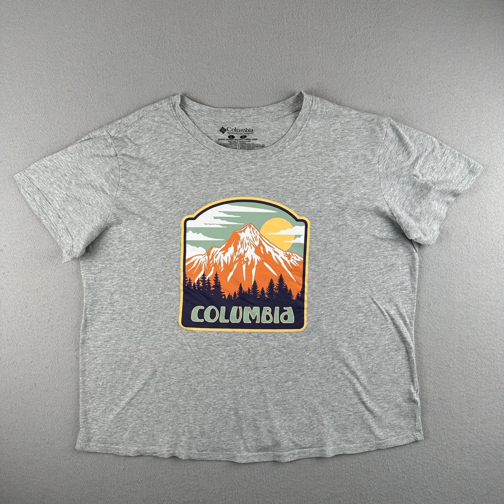 Columbia T-Shirt Womens Large Gray Mountain Graphic Short Sleeve 3WCSC0352